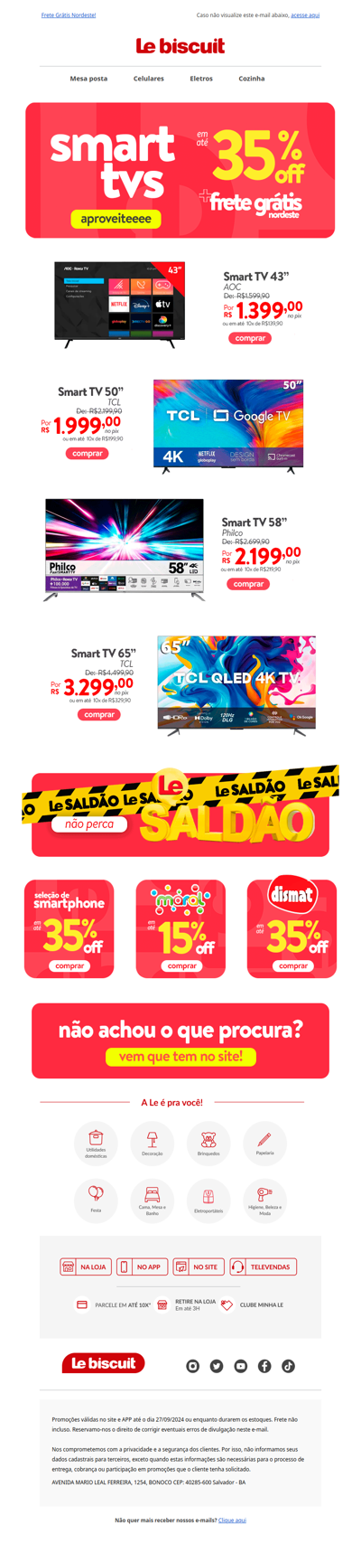 Smart TVs com até 35% OFF 😱