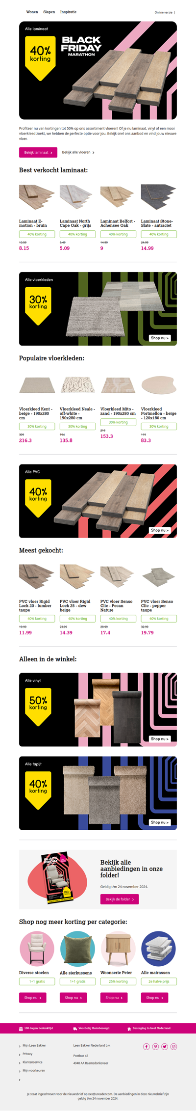 Nu tot 50% korting op laminaat, pvc, vinyl, tapijt en vloerkleden!