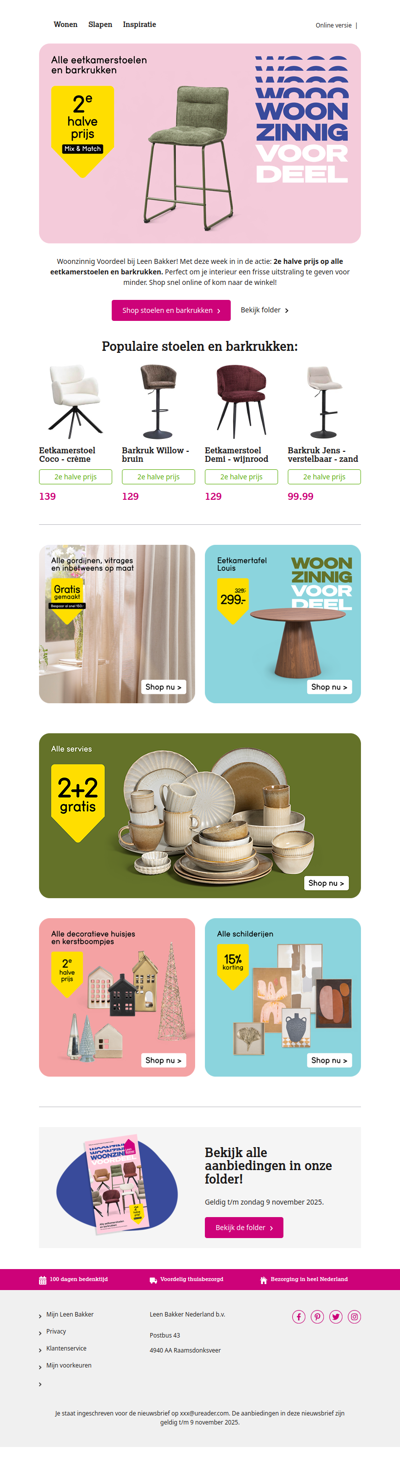 🪑 2e halve prijs op alle eetkamerstoelen en barkrukken