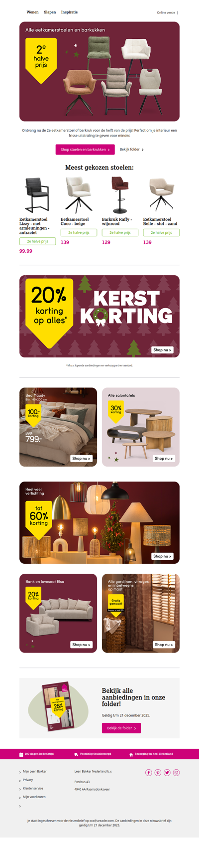 🪑 2e halve prijs op alle stoelen en barkrukken