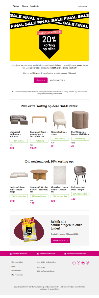 FINAL SALE - 20% extra korting op alles
