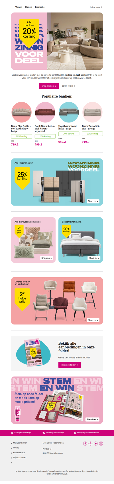 20% korting op alle banken