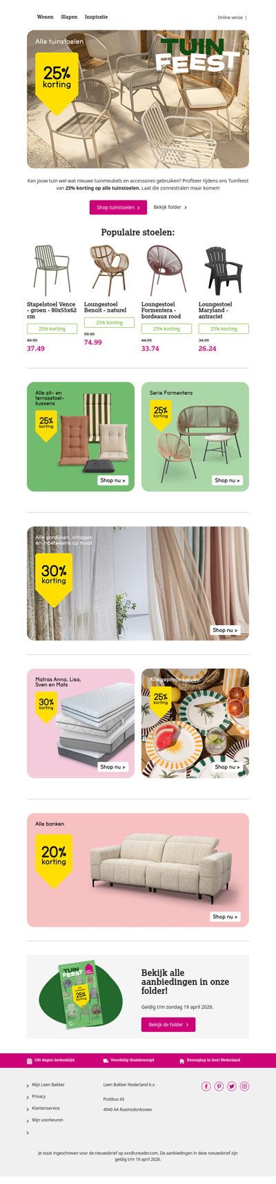 Tuinfeest: 25% korting op alle tuinstoelen 🌻