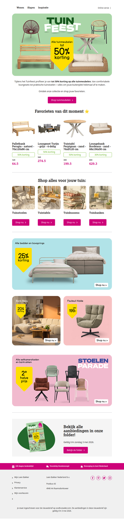 Tot 50% korting op alle tuinmeubelen!