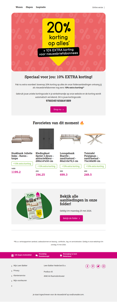 Speciaal voor jou: 10% EXTRA korting!