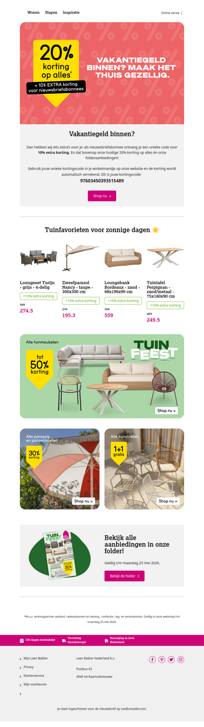 Vakantiegeld binnen? Pak nu 10% EXTRA korting