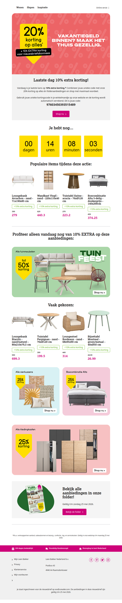 Nog maar één dag: 10% extra korting