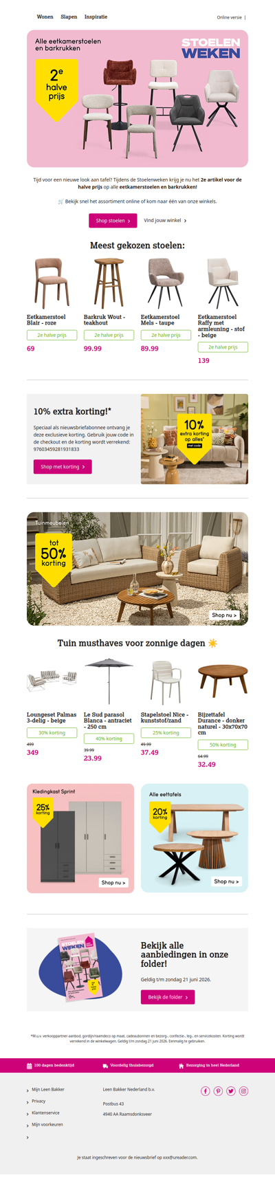 🪑 2e halve prijs: alle stoelen en barkukken!