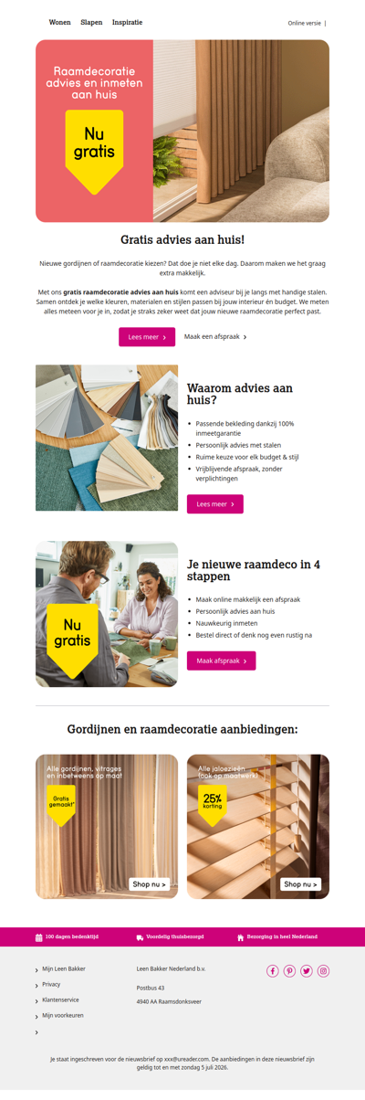 Gratis raamdecoratie advies aan huis