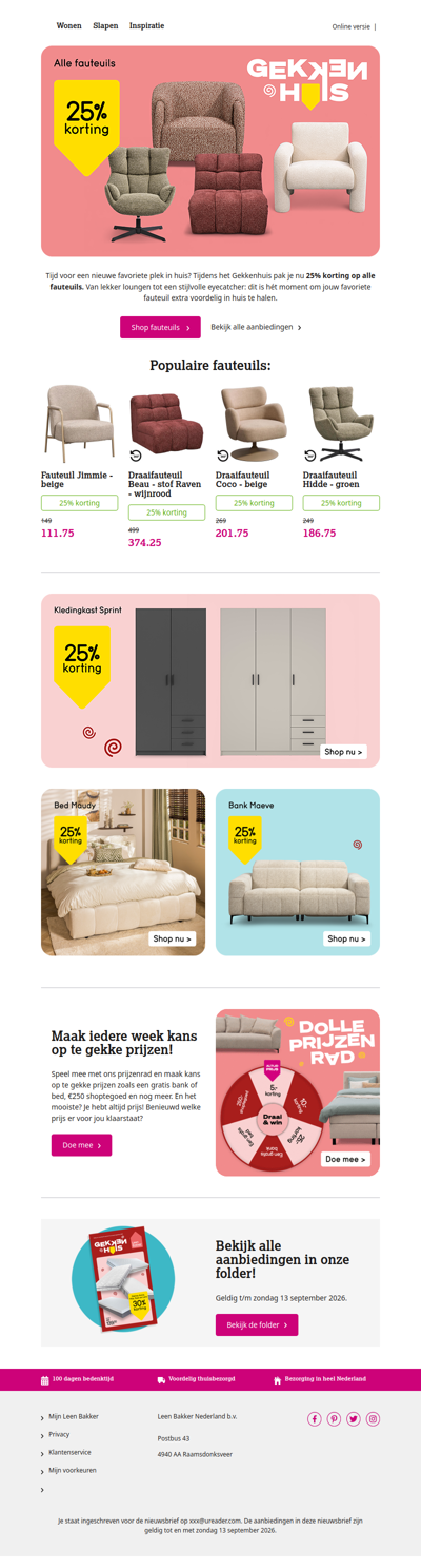 25% korting op fauteuils!