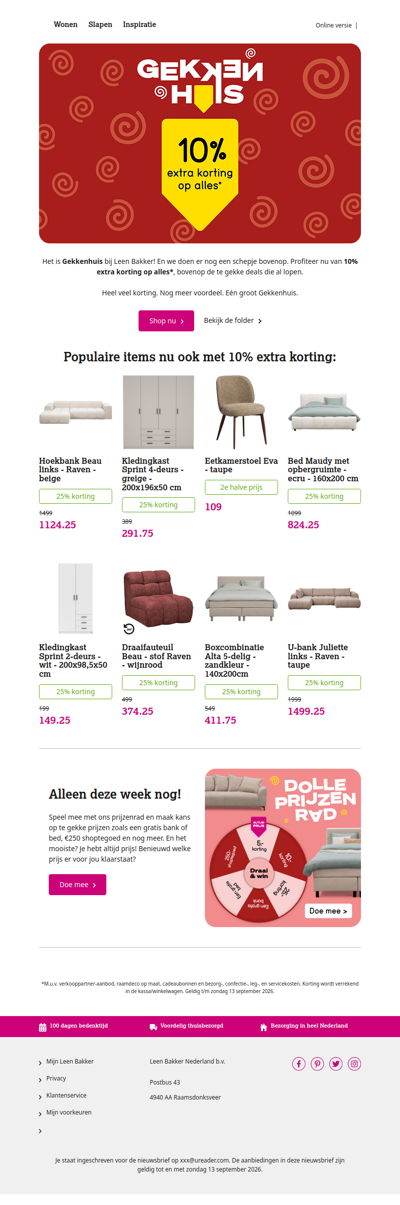 Gekkenhuis: 10% extra korting op alles!