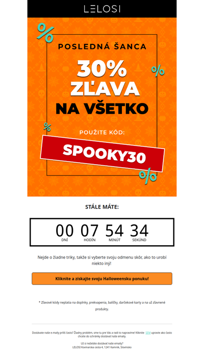 ⌛ Posledných pár hodín na nakupovanie: 30% zľava na všetko