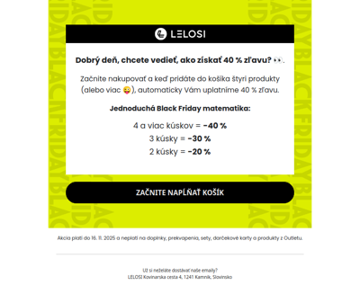 Získate 40 % zľavu, ak si kúpite 4 alebo viac kúskov ...