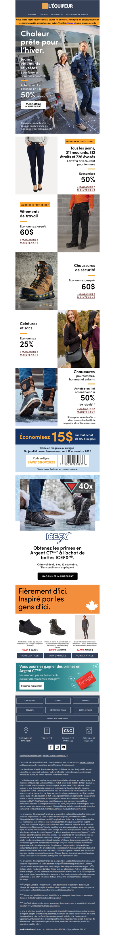 Achat mixte : 50 % de rabais sur les jeans, vêtements et vestes