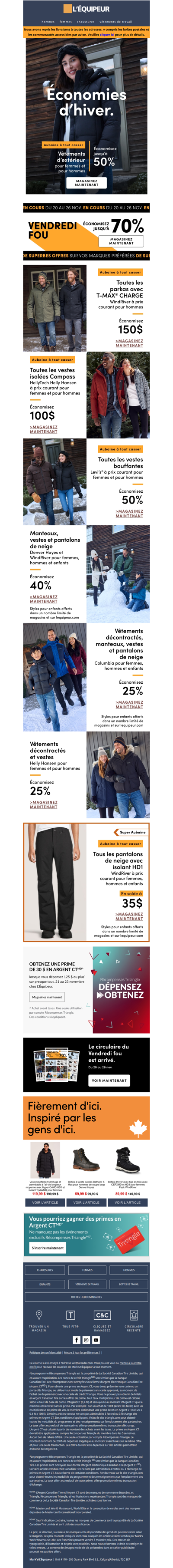 Économisez jusqu’à 50 % sur les vêtements d'extérieur : Aubaine à tout casser ❄️