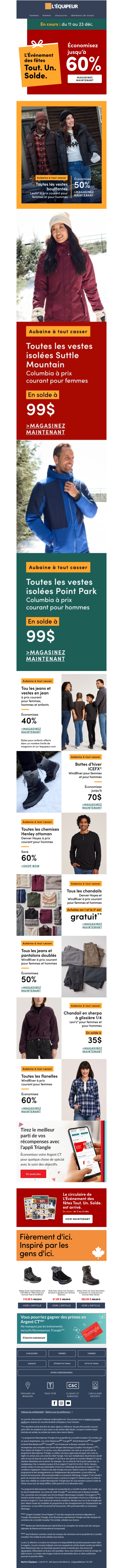 Aubaines à tout casser : L’Événement des fêtes Tout. Un. solde. ‼️