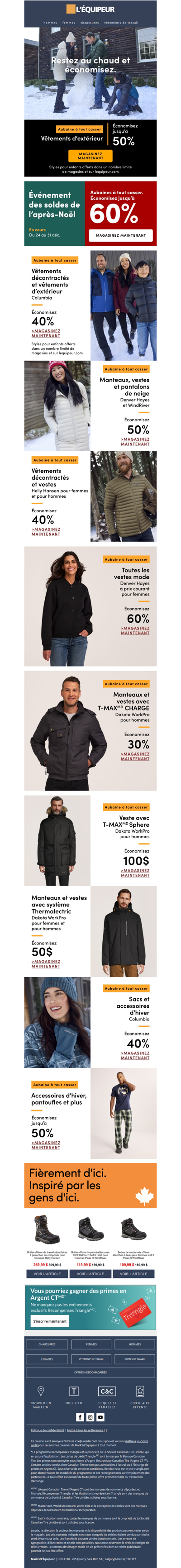 Économisez jusqu’à 50 % sur les vêtements d’extérieur ❄️