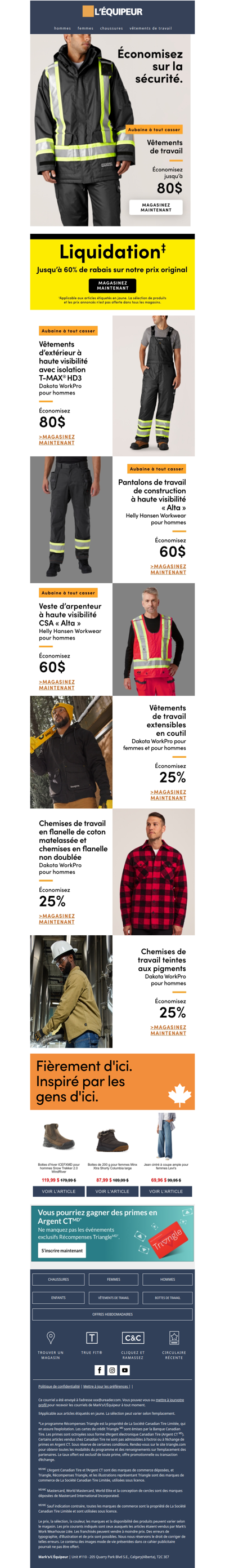 Économisez jusqu’à 80 $ sur les vêtements de travail 🟧