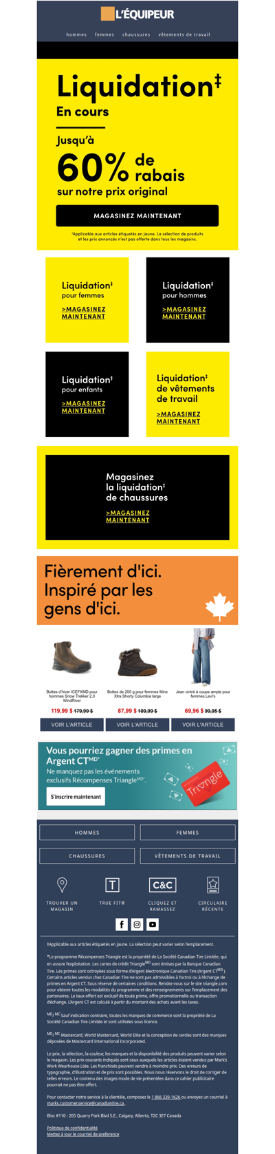 Liquidation : jusqu’à 60 % de rabais sur le prix original