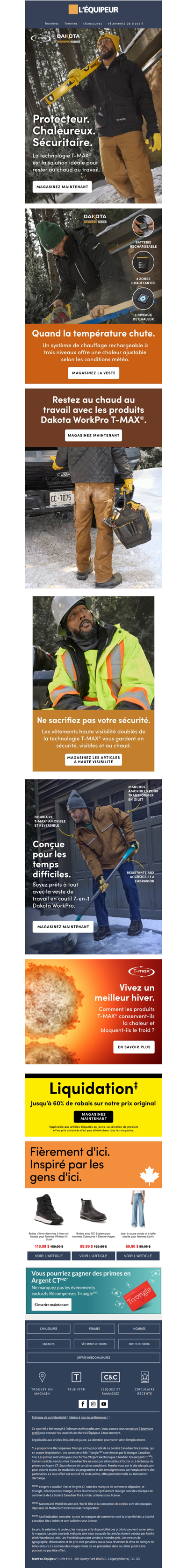 La technologie T-MAX® vous garde au chaud et en sécurité au travail.