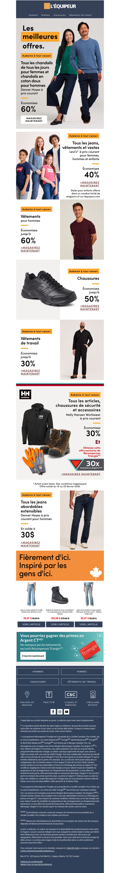 Économisez 60 % sur les chandails de tous les jours et en coton doux Denver Hayes