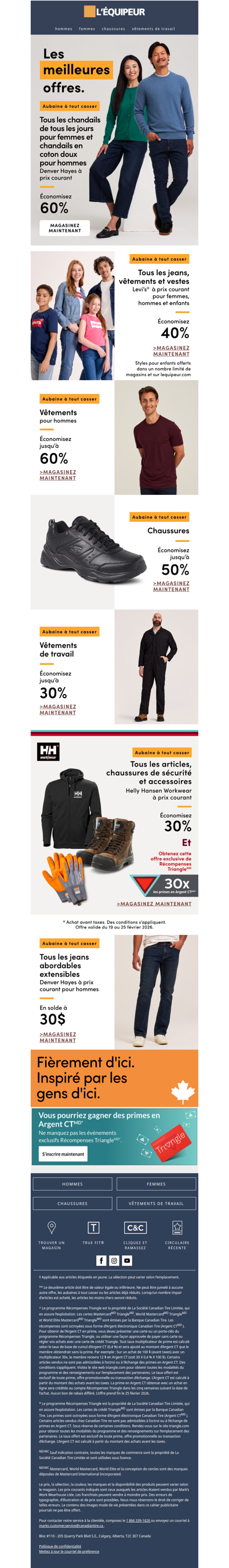 Économisez 60 % sur les chandails de tous les jours et en coton doux Denver Hayes
