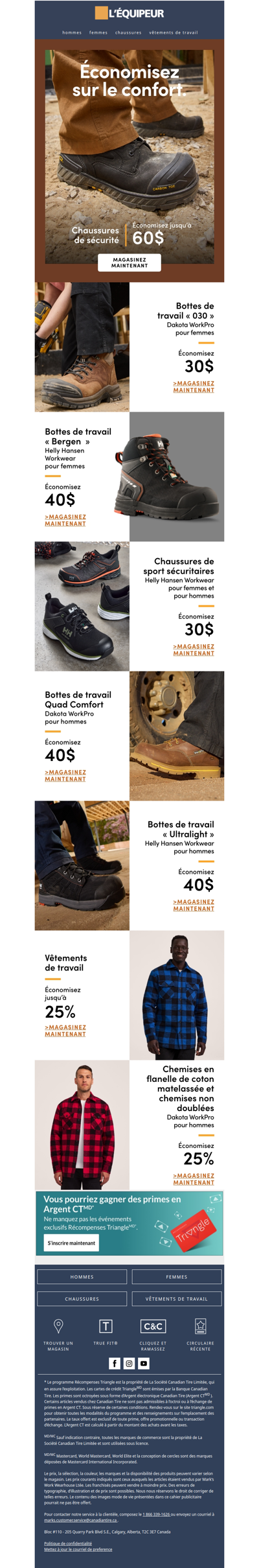 Économisez jusqu’à 60 $ sur les chaussures de sécurité 👟