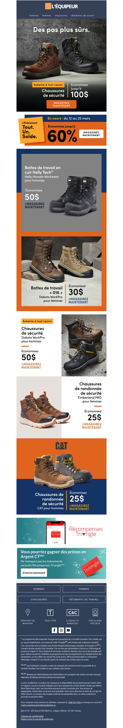 Économisez jusqu’à 100 $ sur les chaussures de sécurité 🥾