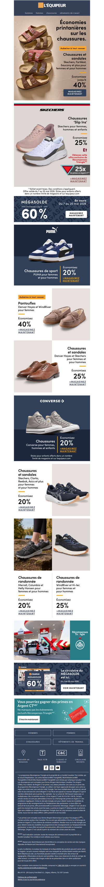 Économisez jusqu’à 40 % sur PUMA, Skechers, FarWest, Saucony et plus 👟