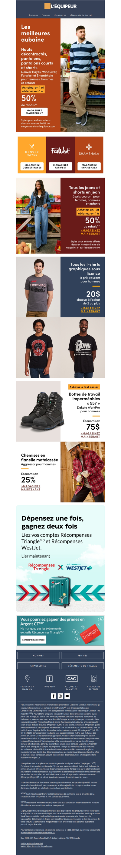 Achat mixte : 50 % de rabais** sur les articles Denver Hayes, Windriver, Farwest et Shambhala sélectionnés pour le printemps 🌻