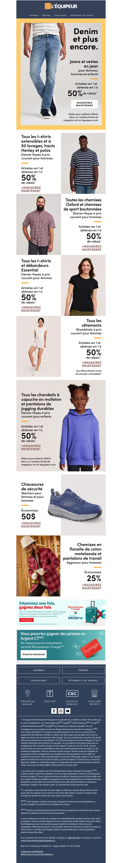 Magasinez jeans, vêtements, accessoires et vêtements de travail à prix réduit 👕