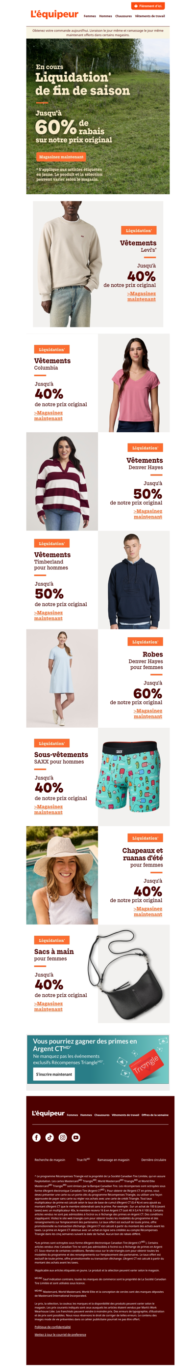 Jusqu’à 60 % de rabais sur notre prix original – liquidation‡ de fin de saison ‼️