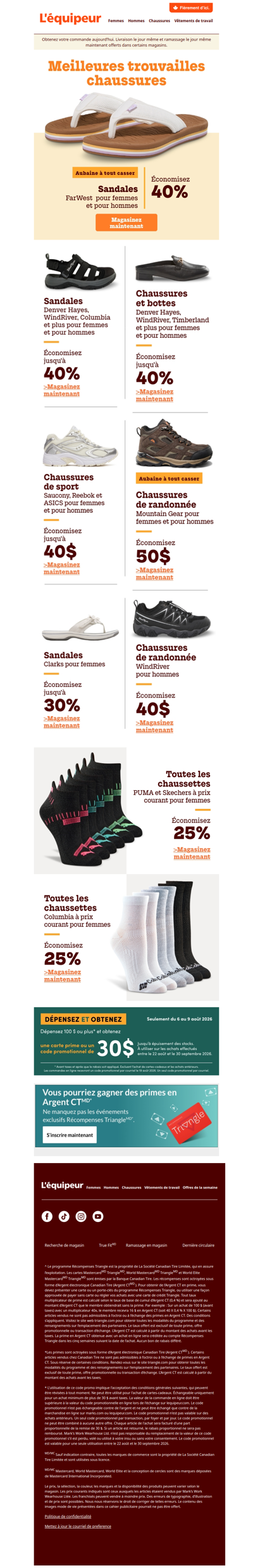 Économisez 40 % sur les sandales FarWest 🩴