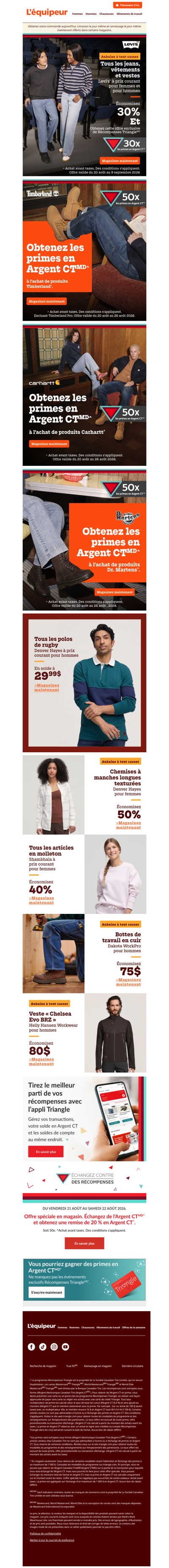 Rabais de 30 % sur les jeans, vêtements et vestes Levi’s®
