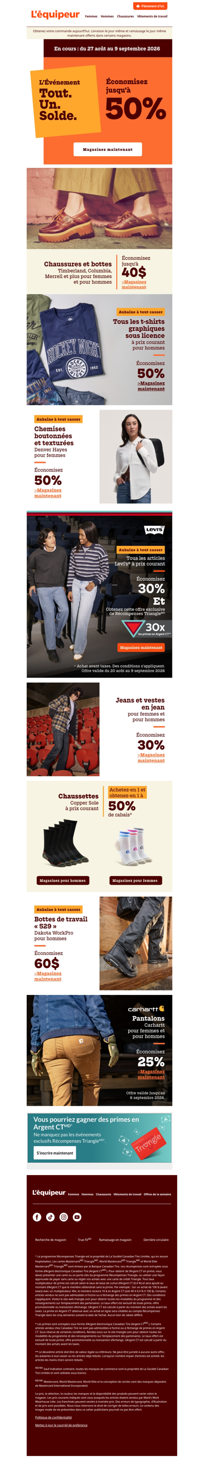 Profitez des aubaines de L’Événement Tout. Un. Solde. et économisez jusqu’à 50 % 🟧