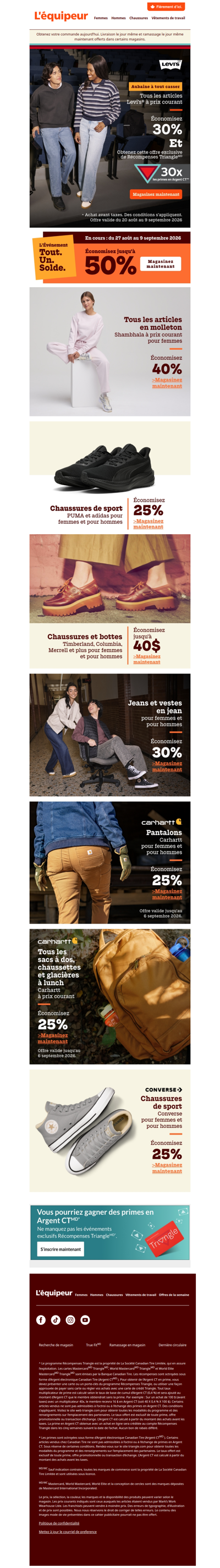 Économisez 30 % et obtenez 30 fois la prime Récompenses Triangle sur les jeans, vêtements et vestes Levi’s® 👖