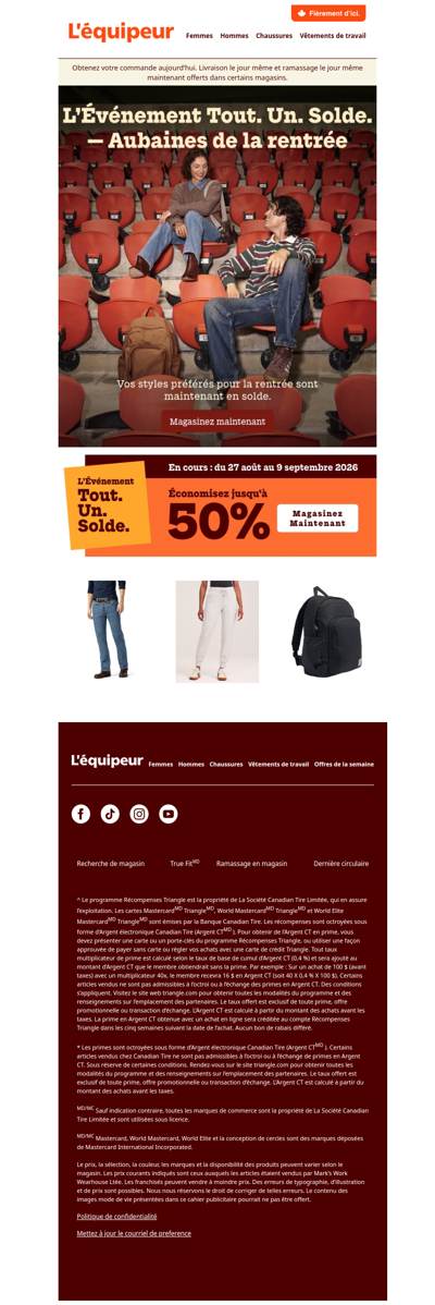 Aubaines sur vos styles préférés pour la rentrée
