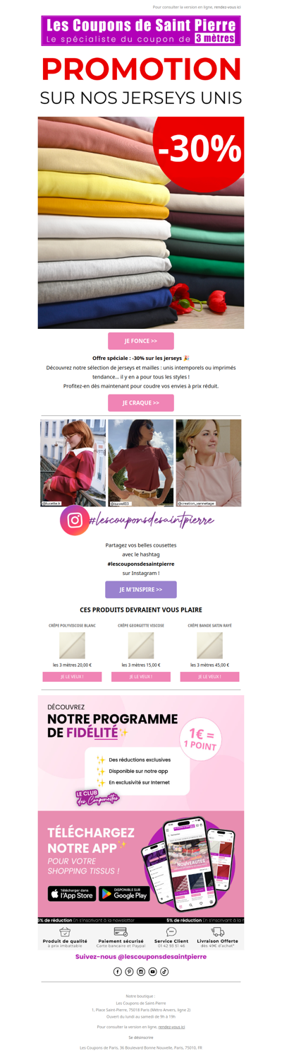 ✂️ Promo : -30% sur les Jerseys !