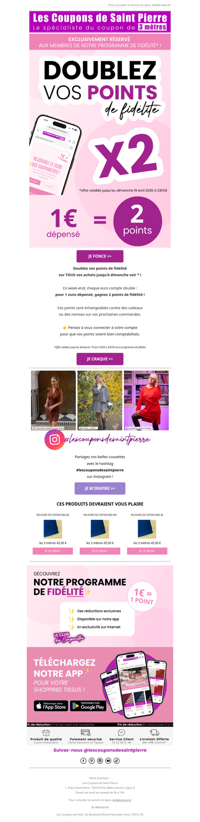 ✂️ DOUBLEZ vos points de fidélité jusqu'à dimanche ! 😍