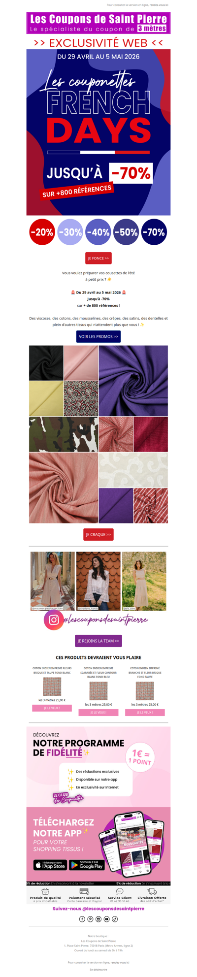 ✂️ Top départ pour les French Days : Jusqu'à -70% 🇫🇷