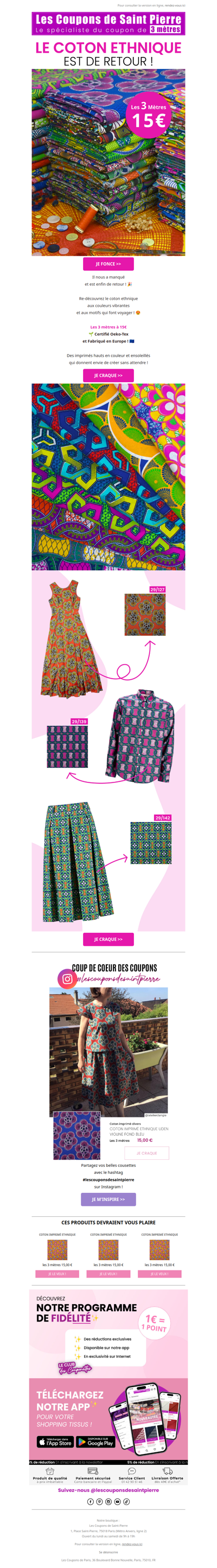 ✂️ Le RETOUR du coton ethnique : les 3 mètres à 15€ 🤩
