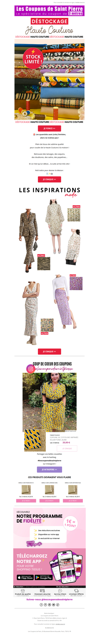 ✂️ HAUTE COUTURE : Nouveau déstockage ! 😍
