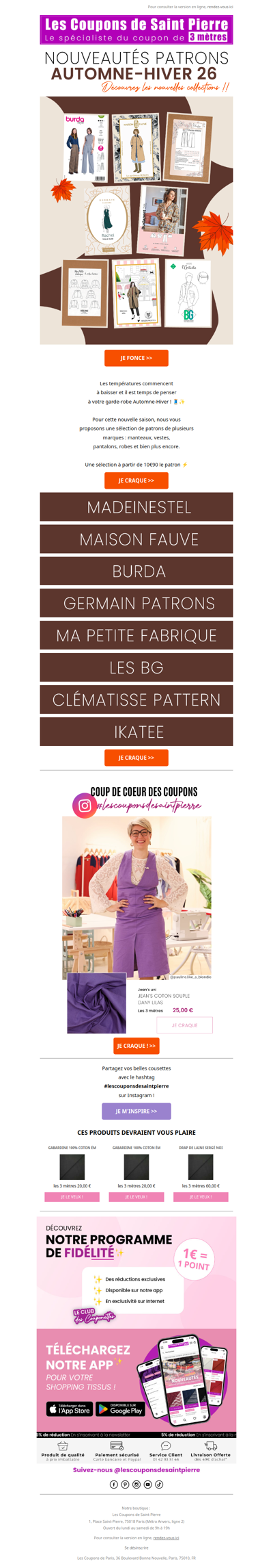 ✂️ Nouveaux patrons ! Collection automne/hiver 2026 🍁