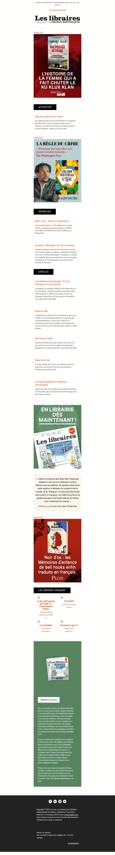 Revue Les libraires - Votre infolettre