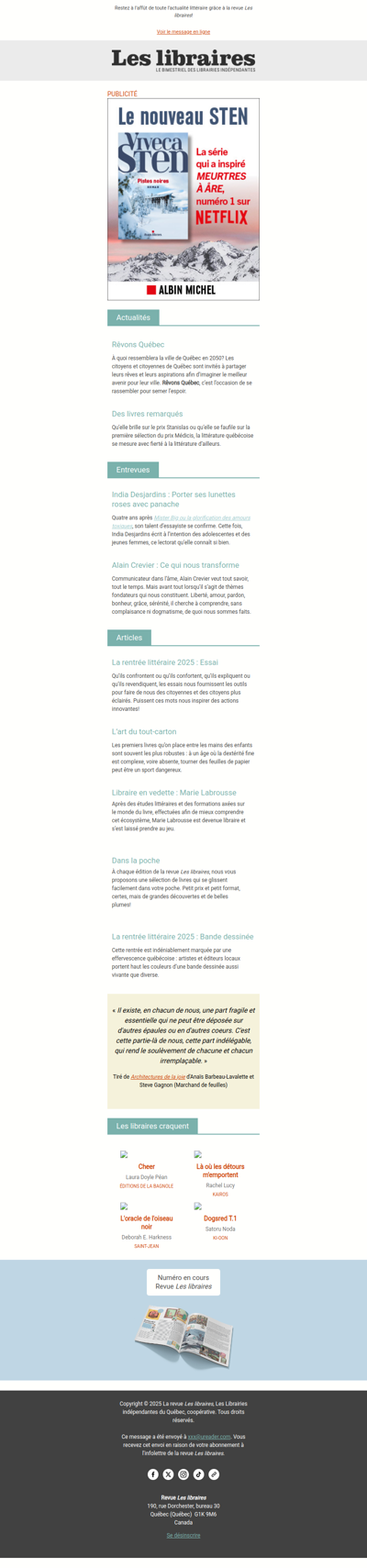 Revue Les libraires - Votre infolettre