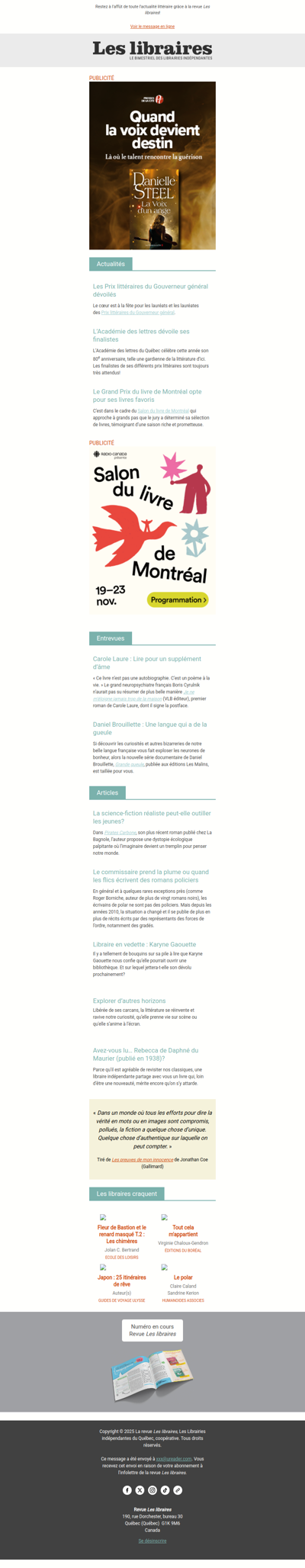 Revue Les libraires - Votre infolettre