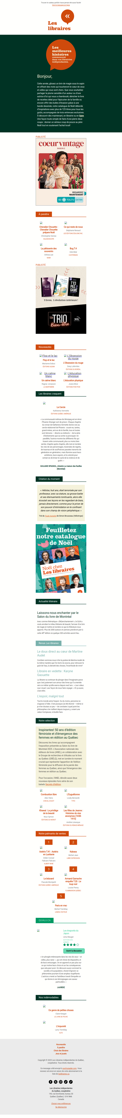 Un temps des fêtes réussi grâce au catalogue de Noël des librairies indépendantes