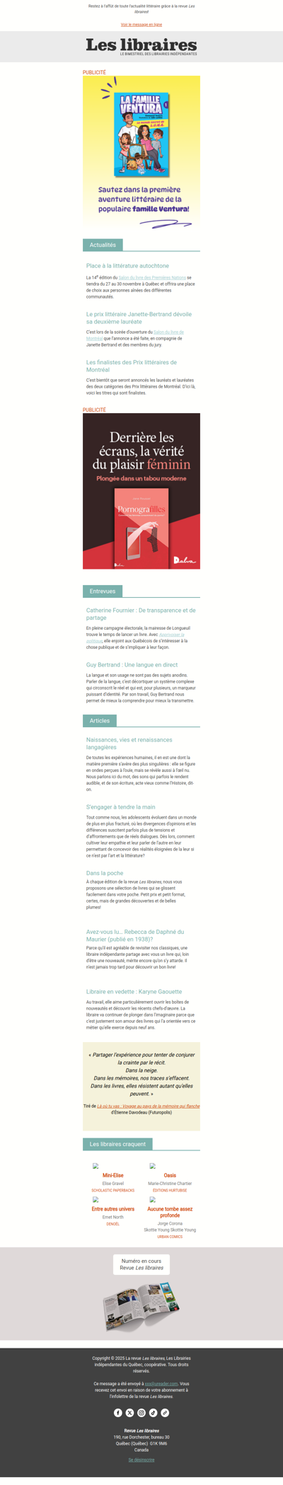 Revue Les libraires - Votre infolettre