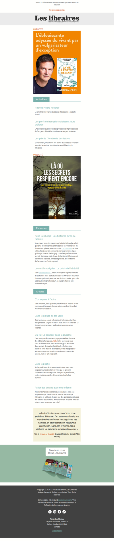 Revue Les libraires - Votre infolettre