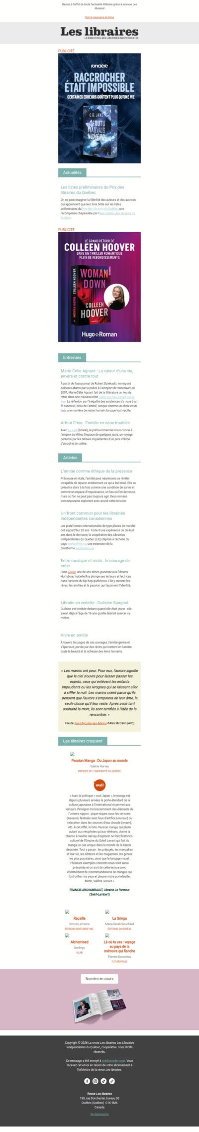 Revue Les libraires - Votre infolettre